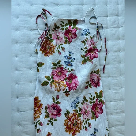 Reformation Small Selia Linen Maxi Dress Open Back Floral Giverny -  threedaughtersproperties.com